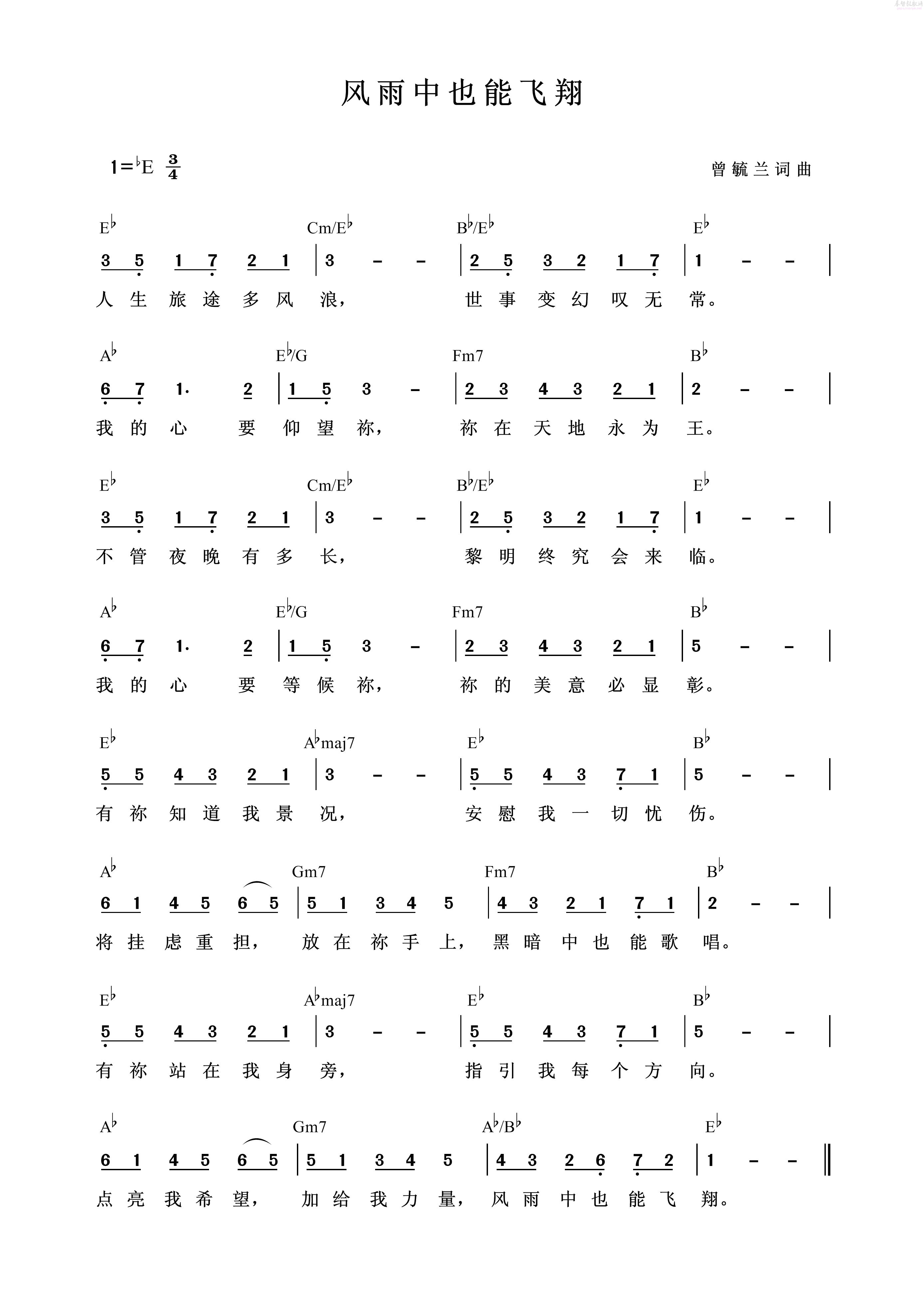 《风雨中也能飞翔 和弦简谱  》