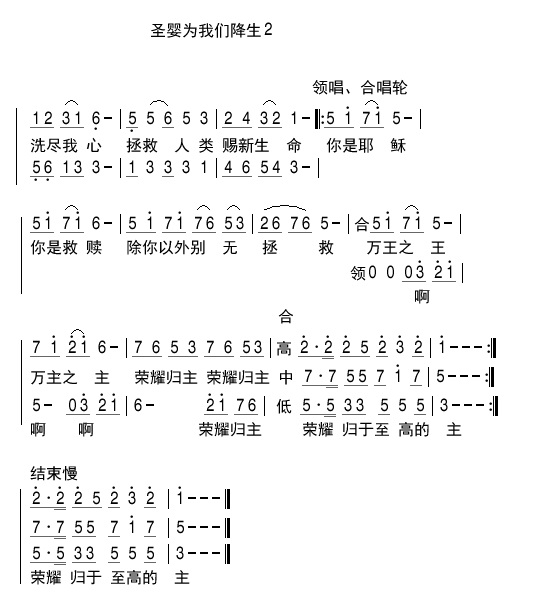 《圣婴为我们降生 简谱  》
