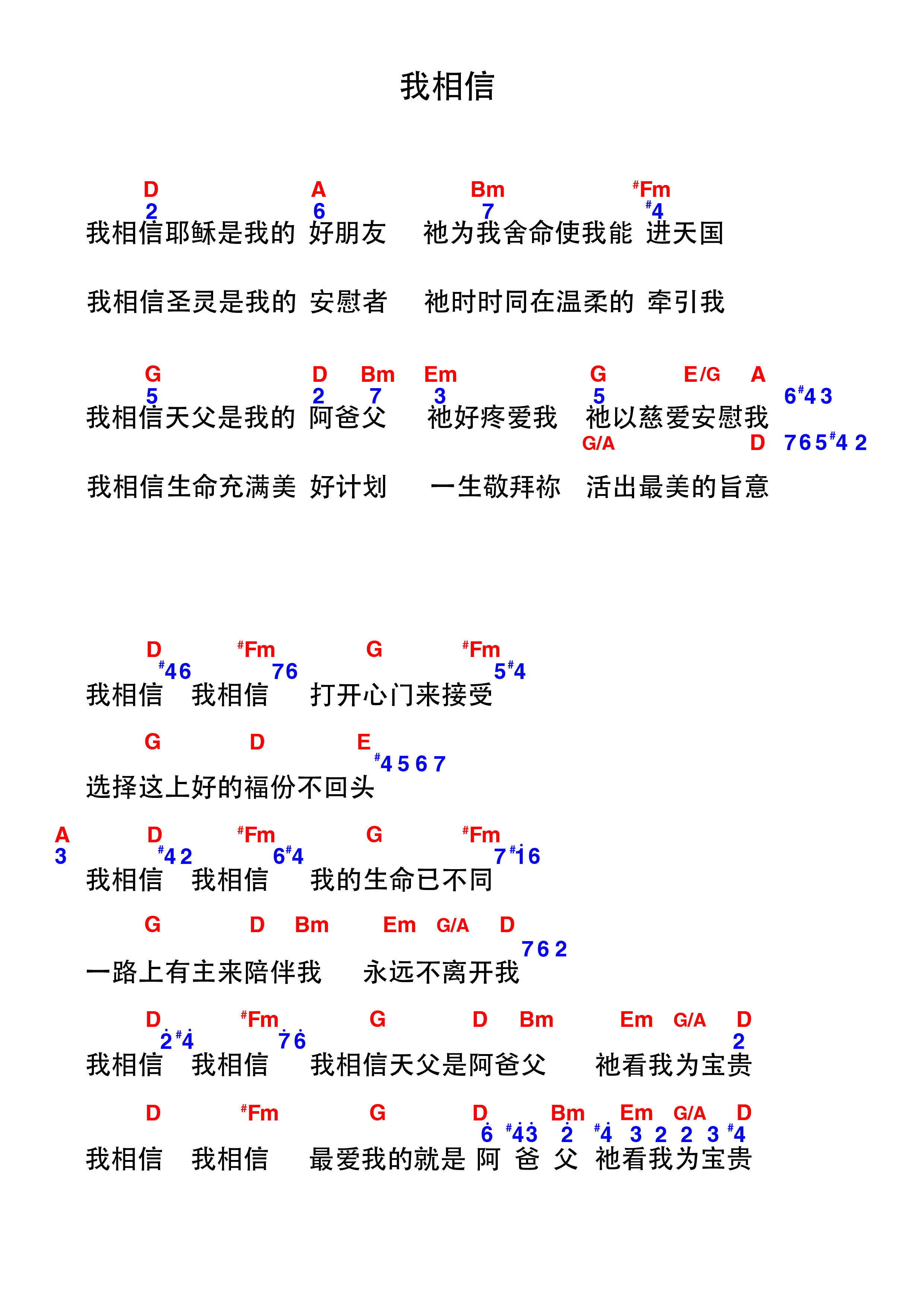 《我相信 和弦谱  》