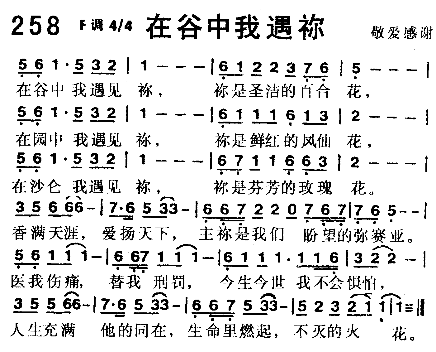 《第258首 -在谷中我遇你  》