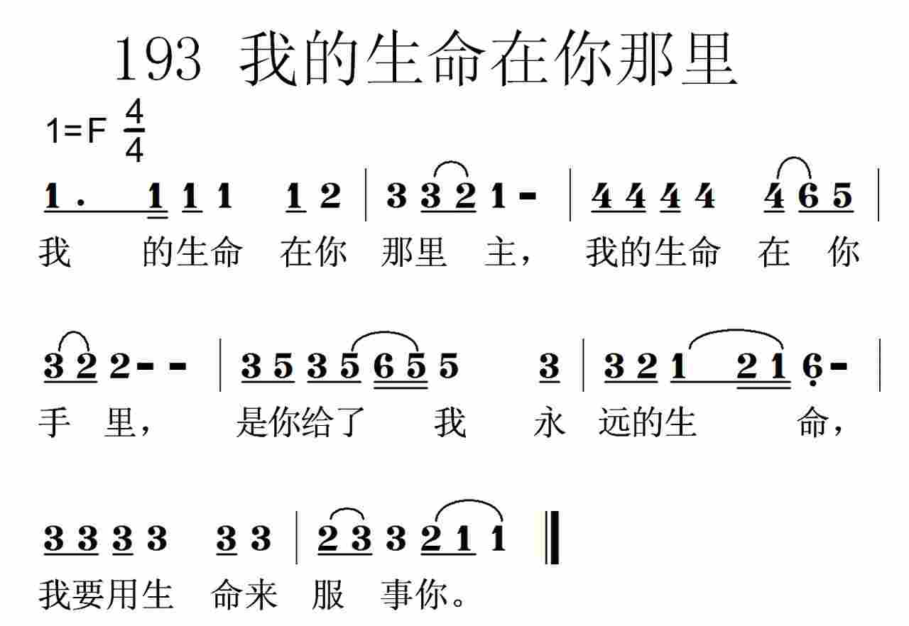《第193首 -我的生命在你那里  》