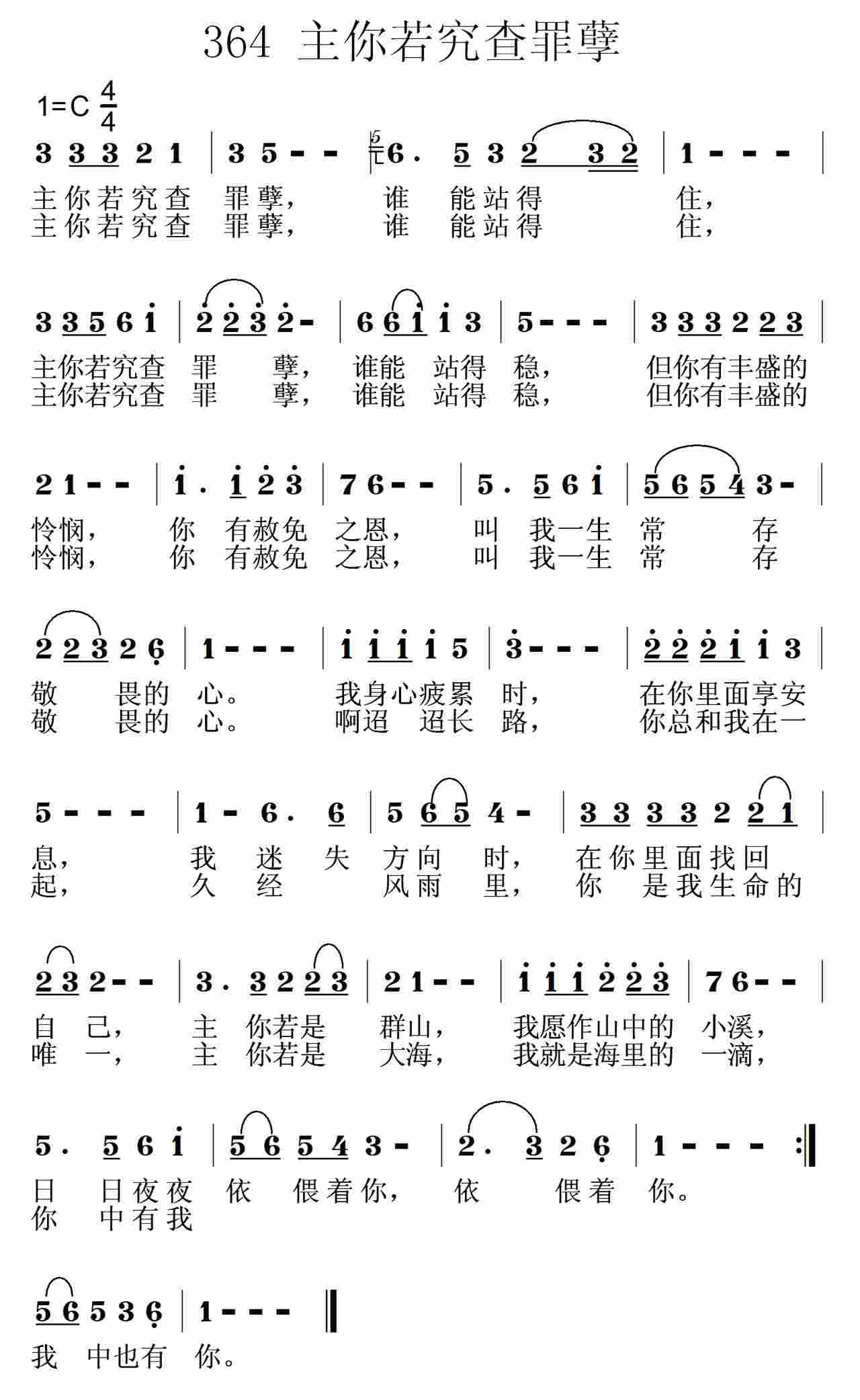 《第364首 -主你若究查罪孽  》