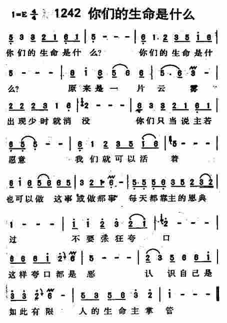 《第1242首 -你们的生命是什么  》