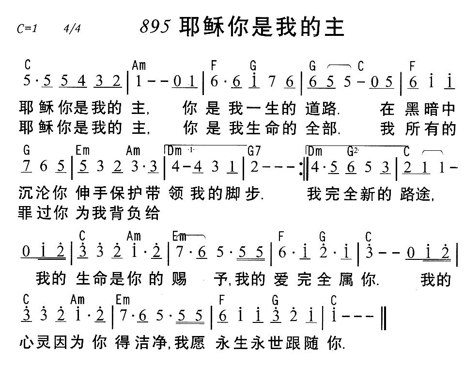 《895耶稣你是我的主》