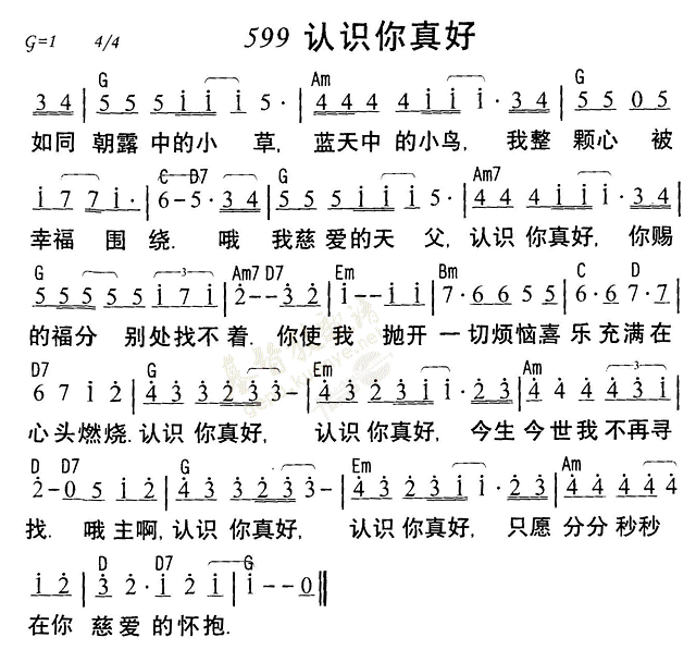 《第599首 - 认识你真好》