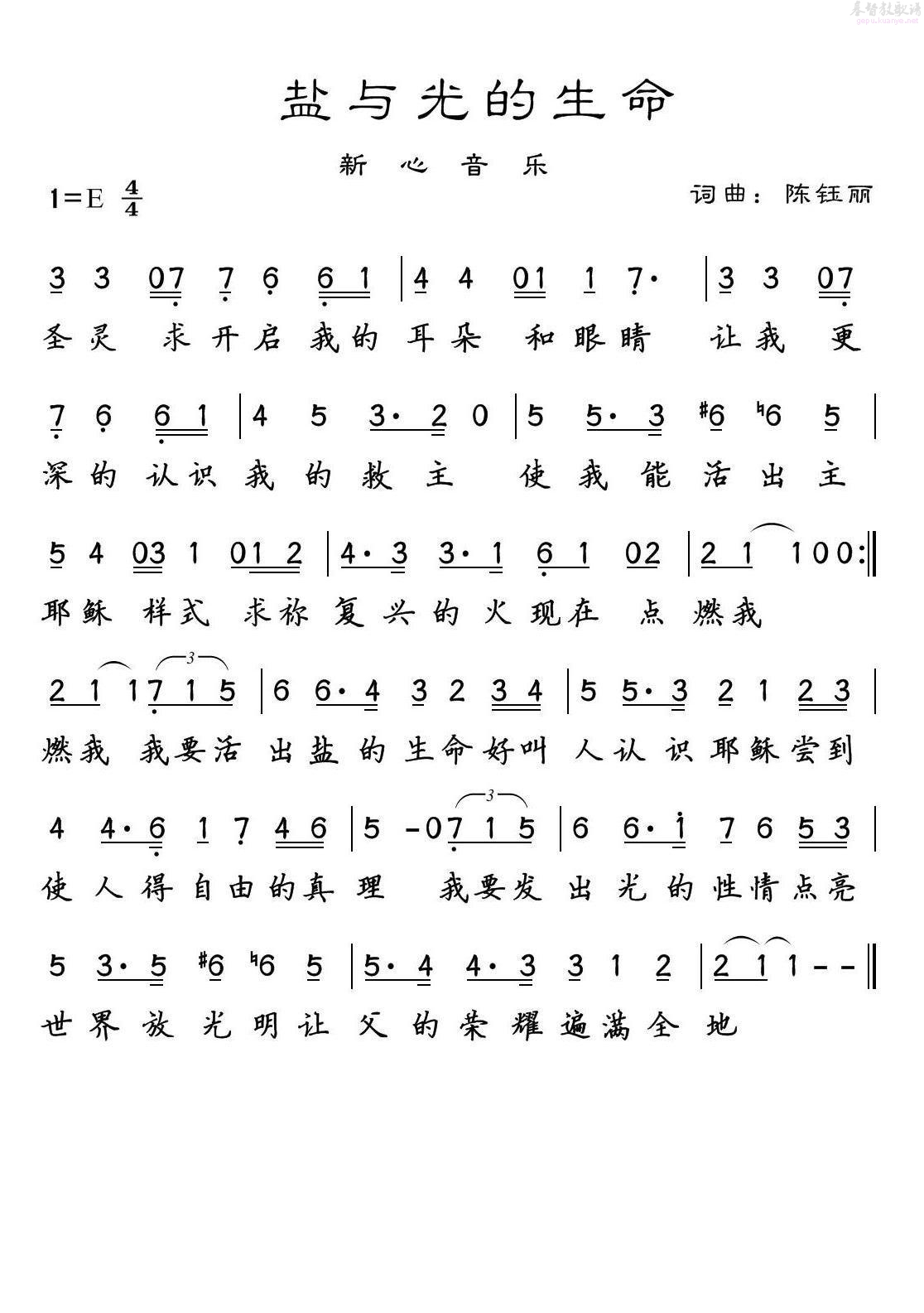 《盐与光的生命 简谱》