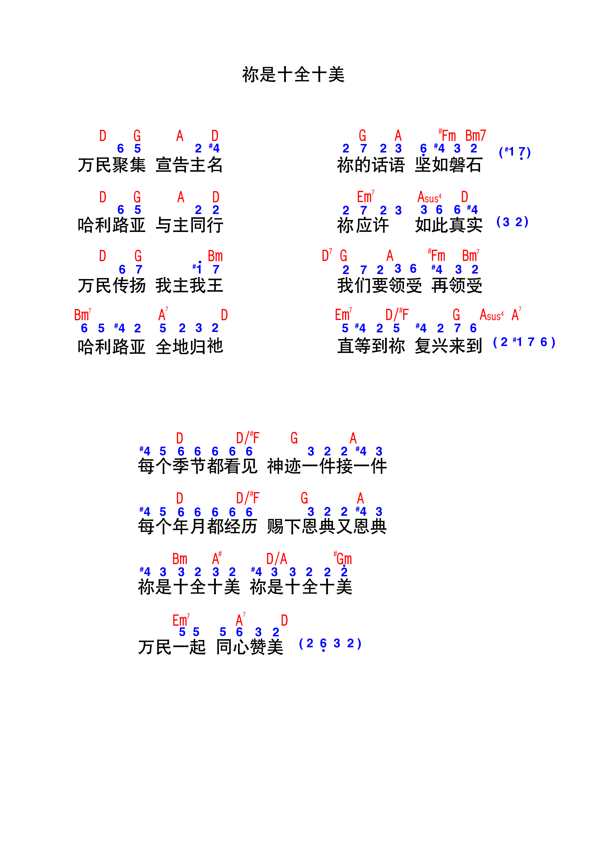 《你是十全十美 和弦简谱》