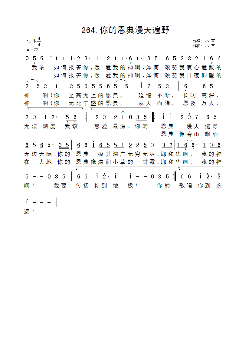 《你的恩典漫天遍野 官方歌谱》