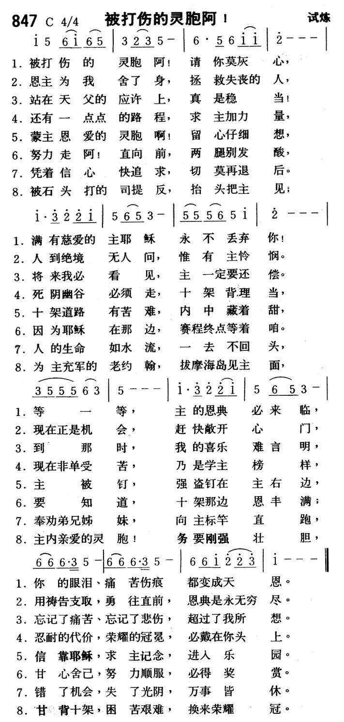 《第847首 - 被打伤的灵胞阿》