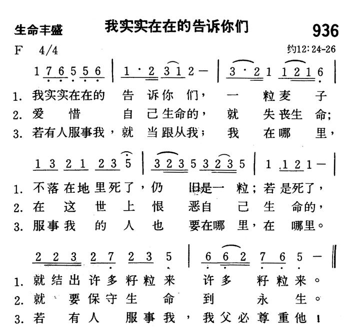 《第936首 - 我实实在在的告诉你们》