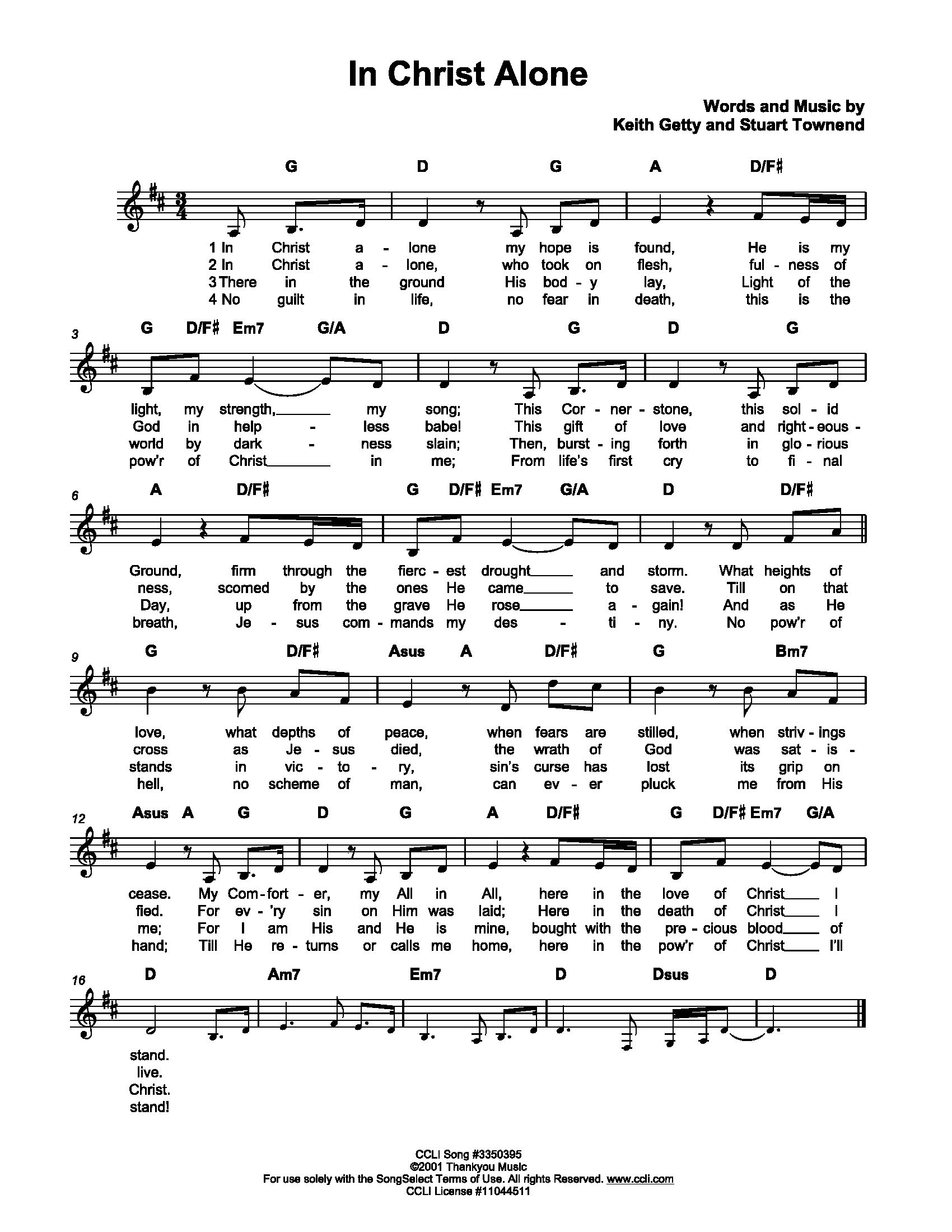 《In Christ Alone 和弦五线谱》