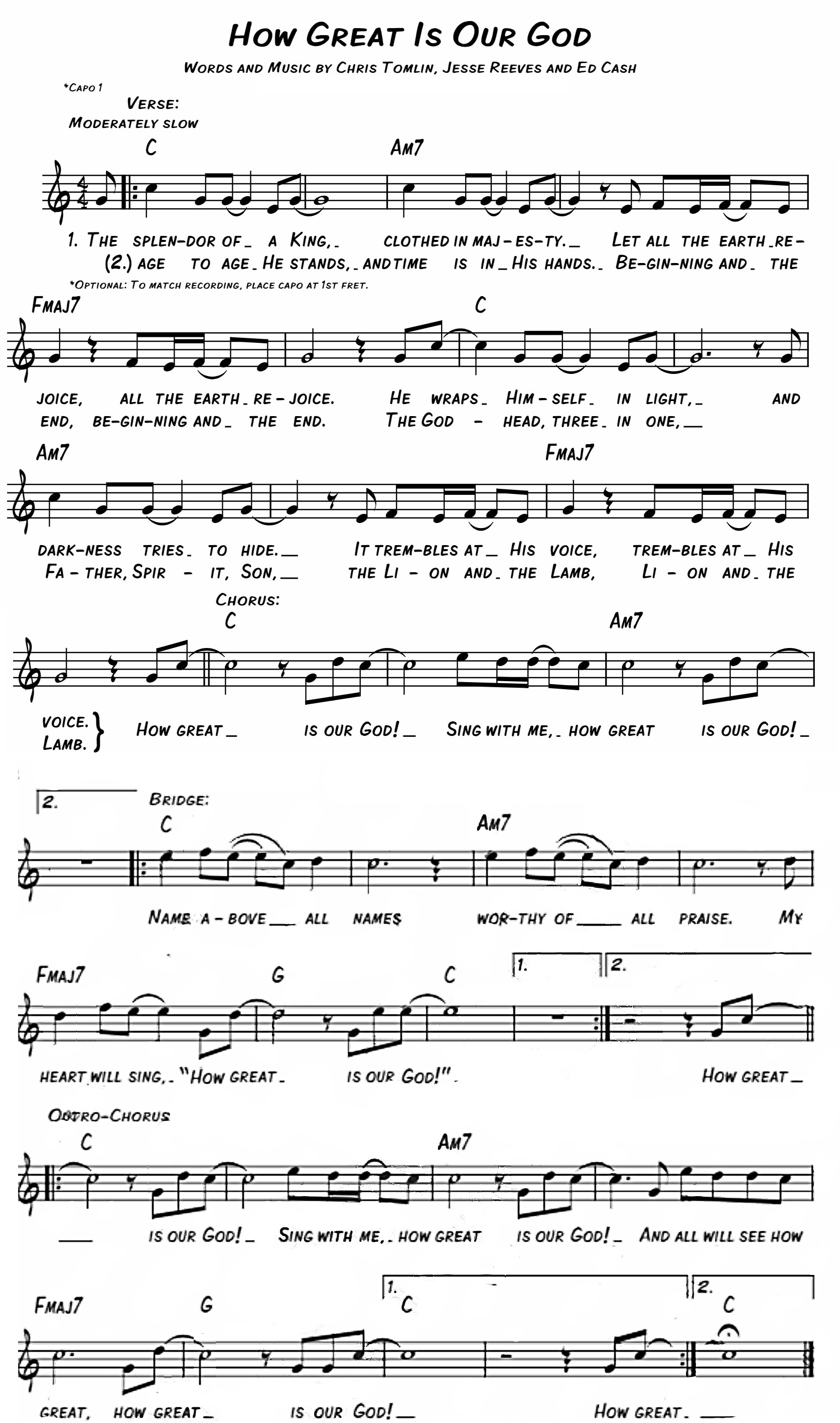 《How Great Is Our God 和弦五线谱》