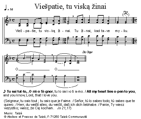 《Viešpatie, tu viską žinai 官方五线谱》