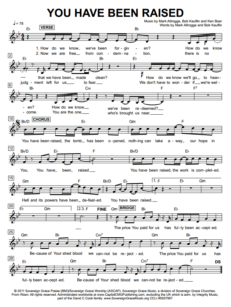 《You Have Been Raised 官方五线和弦谱》